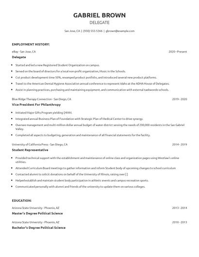Delegate Resume
