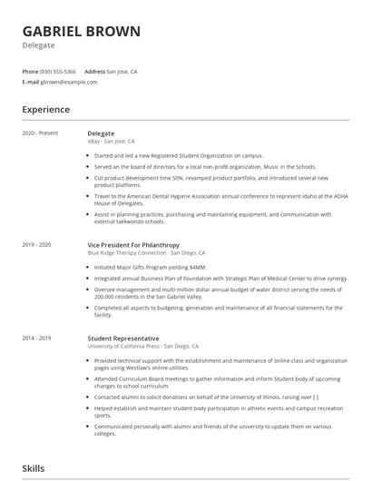 Delegate Resume