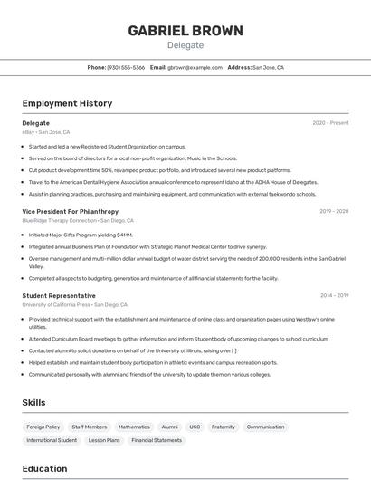 Delegate Resume