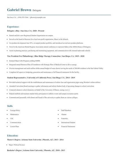 Delegate Resume