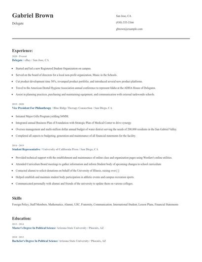 Delegate Resume