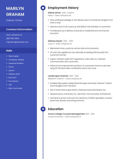 Deliver Driver Resume