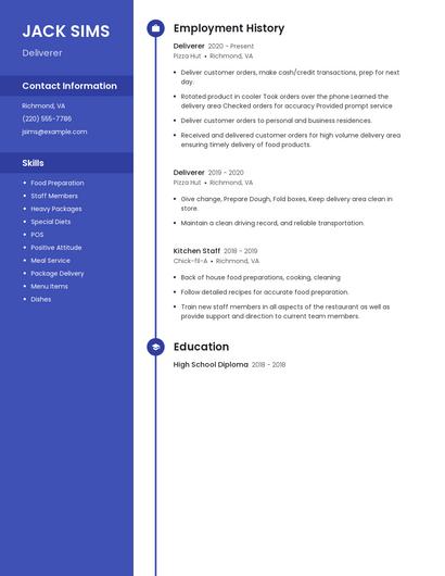 Deliverer Resume