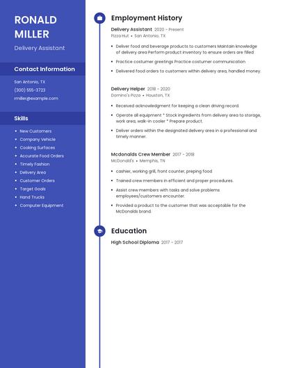 Delivery Assistant Resume