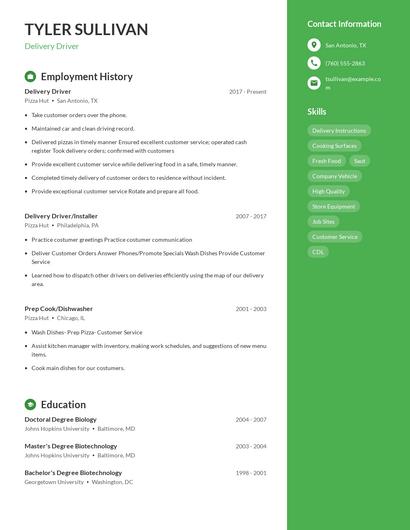 Delivery Driver Resume