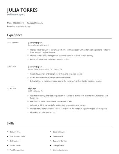 Delivery Expert Resume