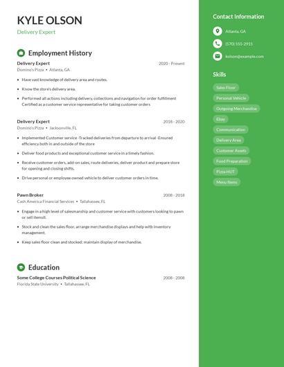 Delivery Expert Resume