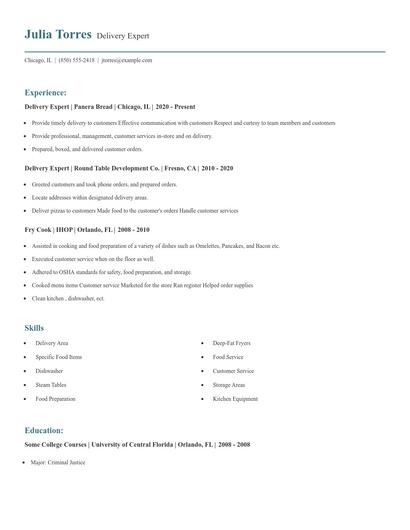 Delivery Expert Resume
