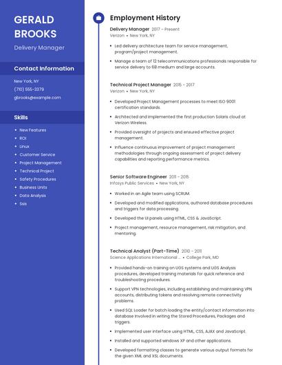 Delivery Manager Resume