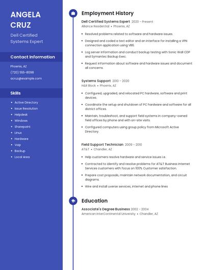 Dell Certified Systems Expert Resume