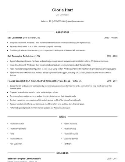 Dell Contractor Resume