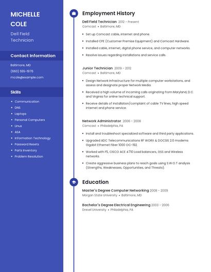 Dell Field Technician Resume