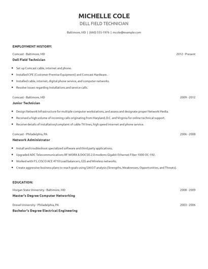 Dell Field Technician Resume