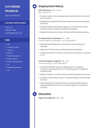 Dell Technician Resume