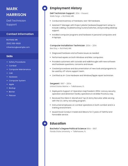 Dell Technician Support Resume