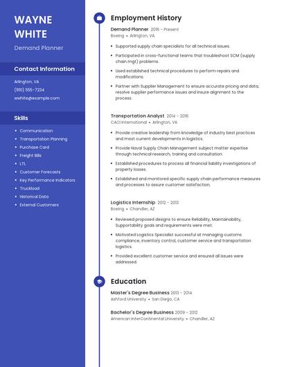 Demand Planner Resume