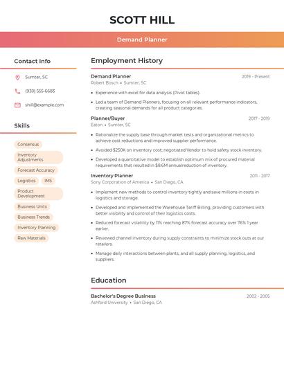 Demand Planner Resume