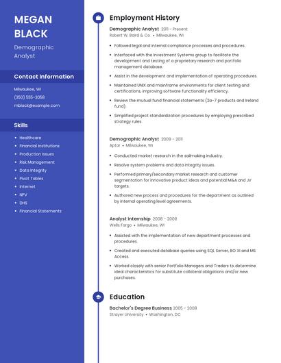 Demographic Analyst Resume