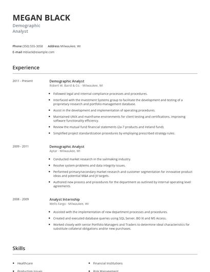 Demographic Analyst Resume