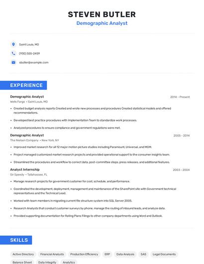 Demographic Analyst Resume