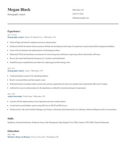 Demographic Analyst Resume