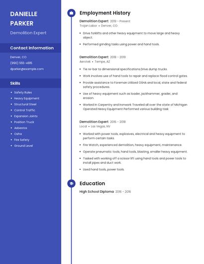 Demolition Expert Resume
