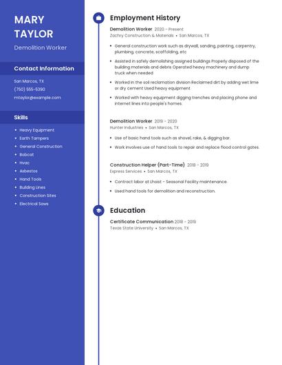Demolition Worker Resume