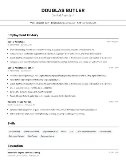 Dental Assistant Resume