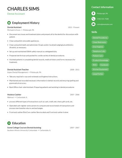 Dental Assistant Resume