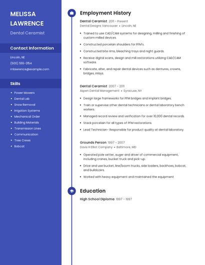 Dental Ceramist Resume