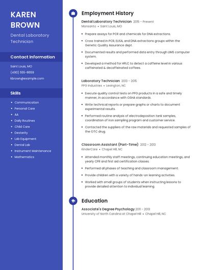 Dental Laboratory Technician Resume