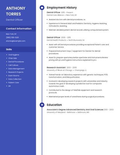 Dental Officer Resume