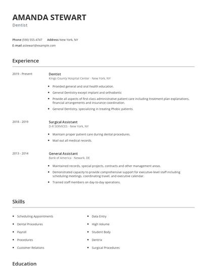 Dentist Resume