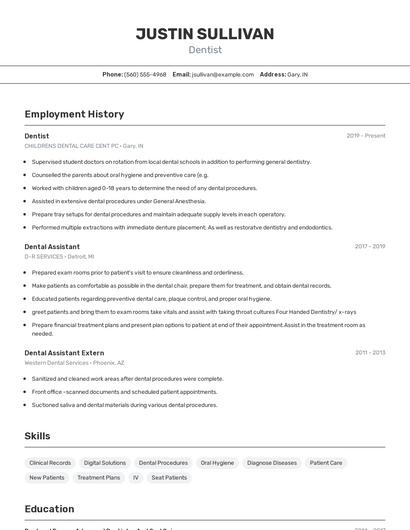 Dentist Resume