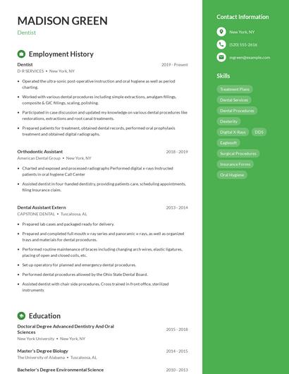 Dentist Resume
