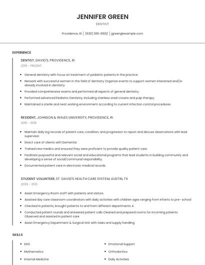 Dentist Resume