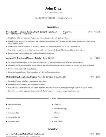 Resume example 1