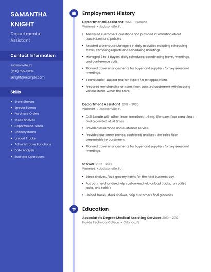 Departmental Assistant Resume
