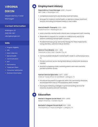 Dependency Case Manager Resume