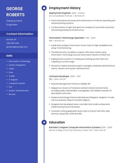 Deployment Engineer Resume