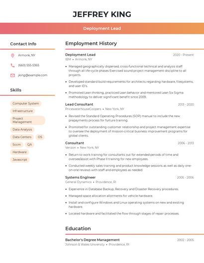 Deployment Lead Resume