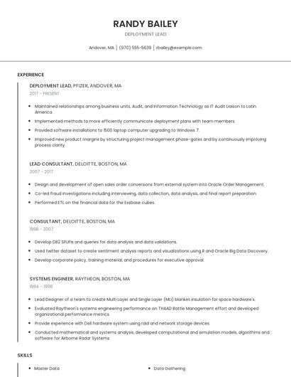 Deployment Lead Resume