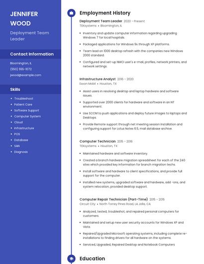 Deployment Team Leader Resume