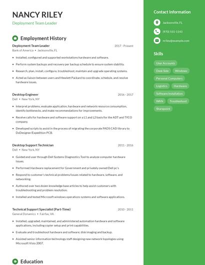 Deployment Team Leader Resume