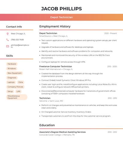 Depot Technician Resume