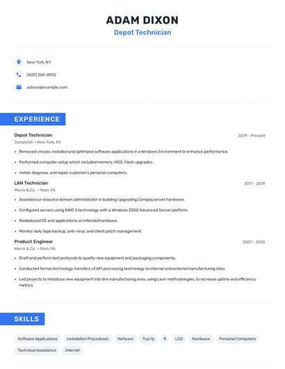 Depot Technician Resume