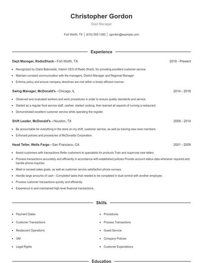 Resume example 1