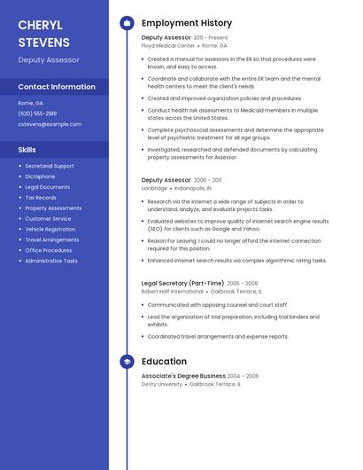 Deputy Assessor Resume