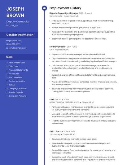 Deputy Campaign Manager Resume
