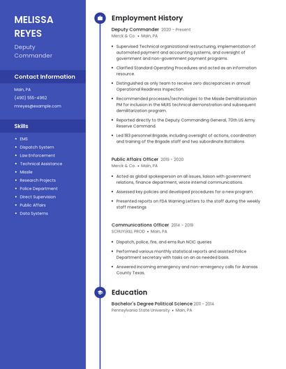 Deputy Commander Resume